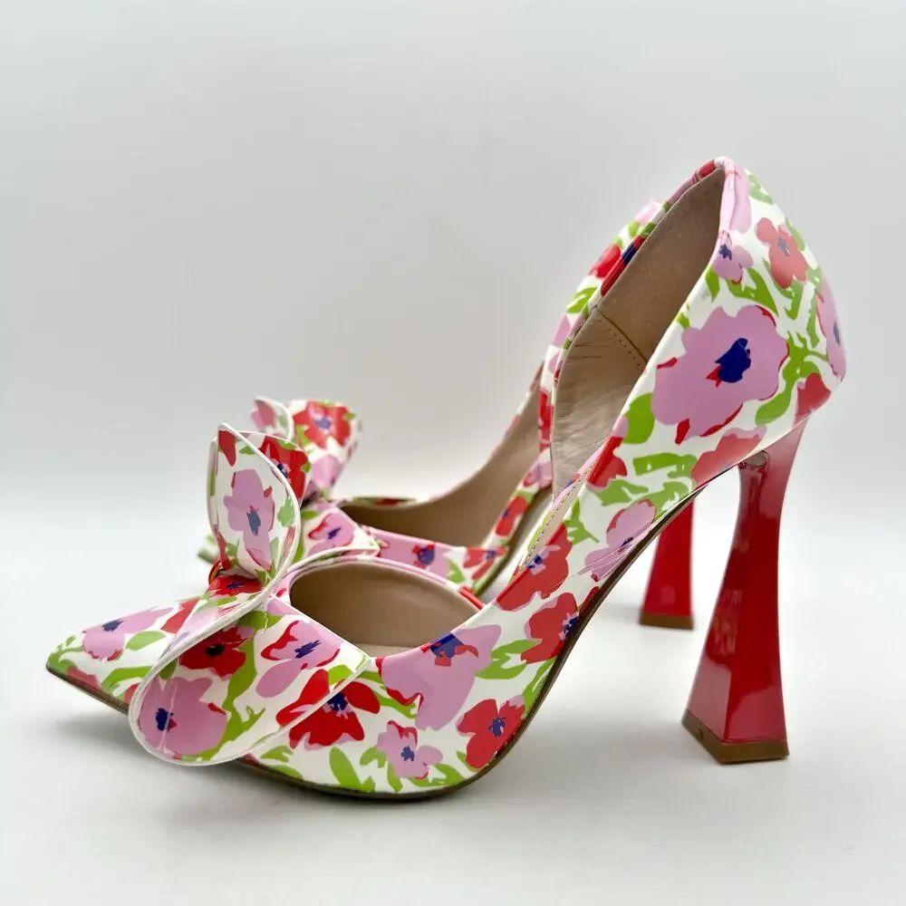 Betsey Johnson Womens Nobble Pumps US 7 M Red Pink Multi EUC